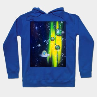 Space Cats with Yellow Nebula Hoodie